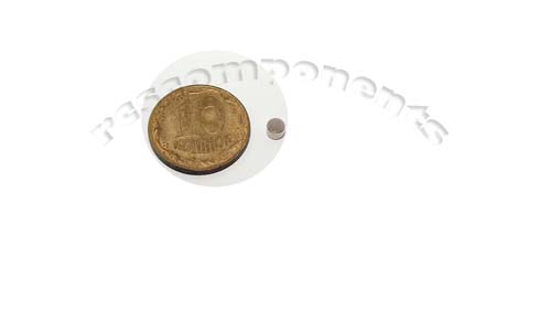 Магнит NdFeB, диск/цилиндр OD3 x 2 mm (N38), Ni+Cu+Ni (никель)