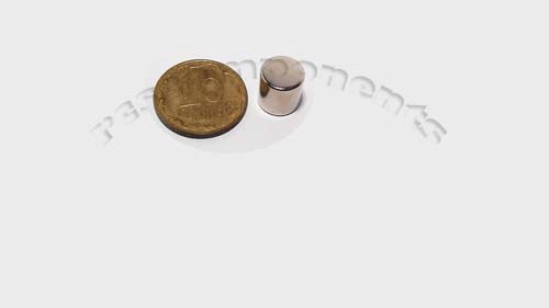 Магнит NdFeB, диск/цилиндр OD7,5 x 7,5 mm (N38), Ni+Cu+Ni (никель)