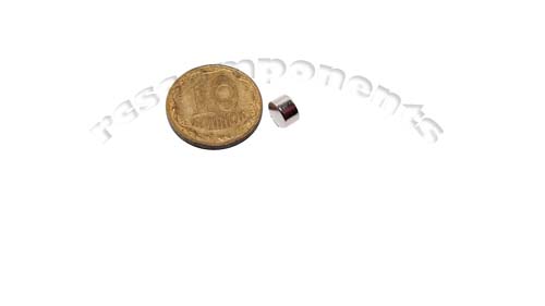 Магнит NdFeB, диск/цилиндр OD5 x 3 mm (N38), Ni+Cu+Ni (никель)