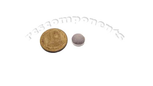 Магнит NdFeB, диск/цилиндр OD8 x 2 mm (N38), Ni+Cu+Ni (никель)