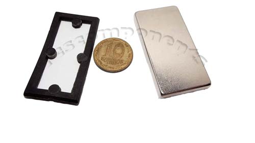 Магнит NdFeB, Блок 40 x 20 x 5 mm (N38), Ni+Cu+Ni (никель)
