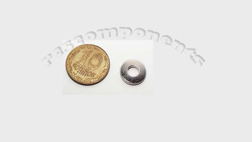 Магнит NdFeB, Кольцо OD10 x ID4 x 1.5mm (N38), Ni+Cu+Ni (никель)