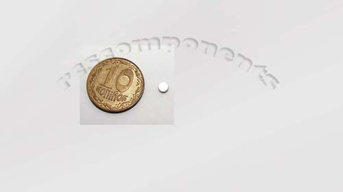 Магнит NdFeB, диск/цилиндр OD3 x 1 mm (N38), Ni+Cu+Ni (никель)