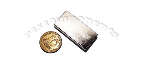 Магнит NdFeB, Блок 30 x 15 x 5 mm (N38), Ni+Cu+Ni (никель)