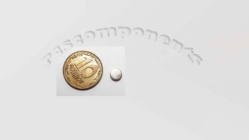 Магнит NdFeB, диск/цилиндр OD5 x 1,5 mm (N38), Ni+Cu+Ni (никель)