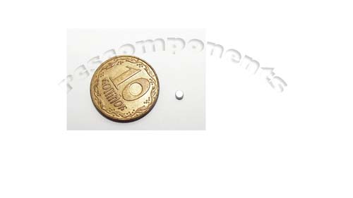 Магнит NdFeB, диск/цилиндр OD2 x 1 mm (N38), Ni+Cu+Ni (никель)