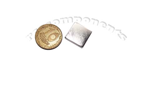 Магнит NdFeB, Блок 12,5 x 12,5 x 2,5 mm (N38), Ni+Cu+Ni (никель)