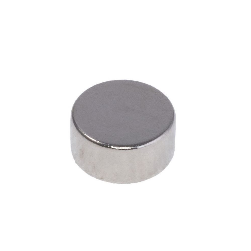 Магніт NdFeB, диск/циліндр D10 x 5 mm (N38), Ni + Cu + Ni (нікель)