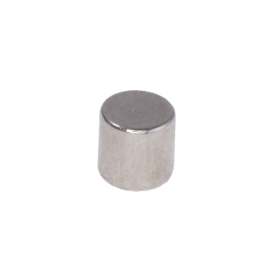 Магніт NdFeB, диск/циліндр D4 x 4 mm (N38), Ni + Cu + Ni (нікель)