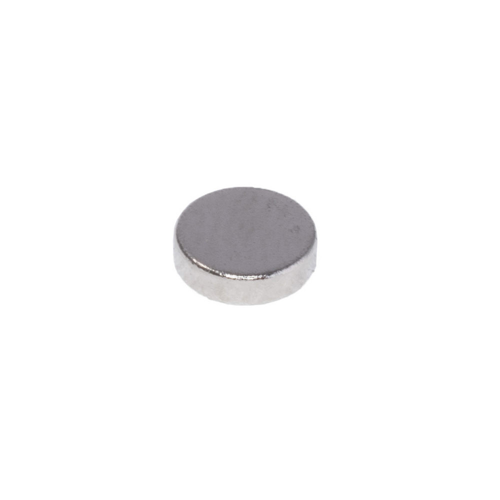 Магніт NdFeB, диск/циліндр D5 x 1,5 mm (N38), Ni + Cu + Ni (нікель)