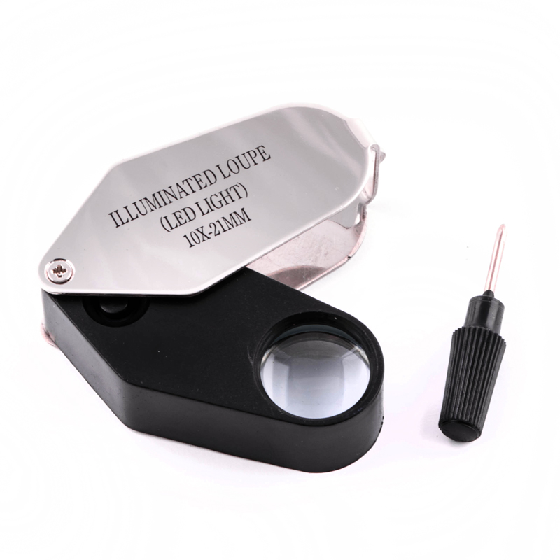 Лупа ювелирная MG21002 с Led подсветкой, 10Х, диам-21мм