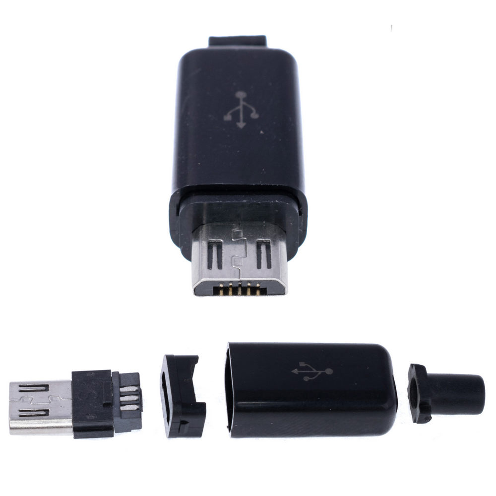 Micro USB тип B вилка apple style черная