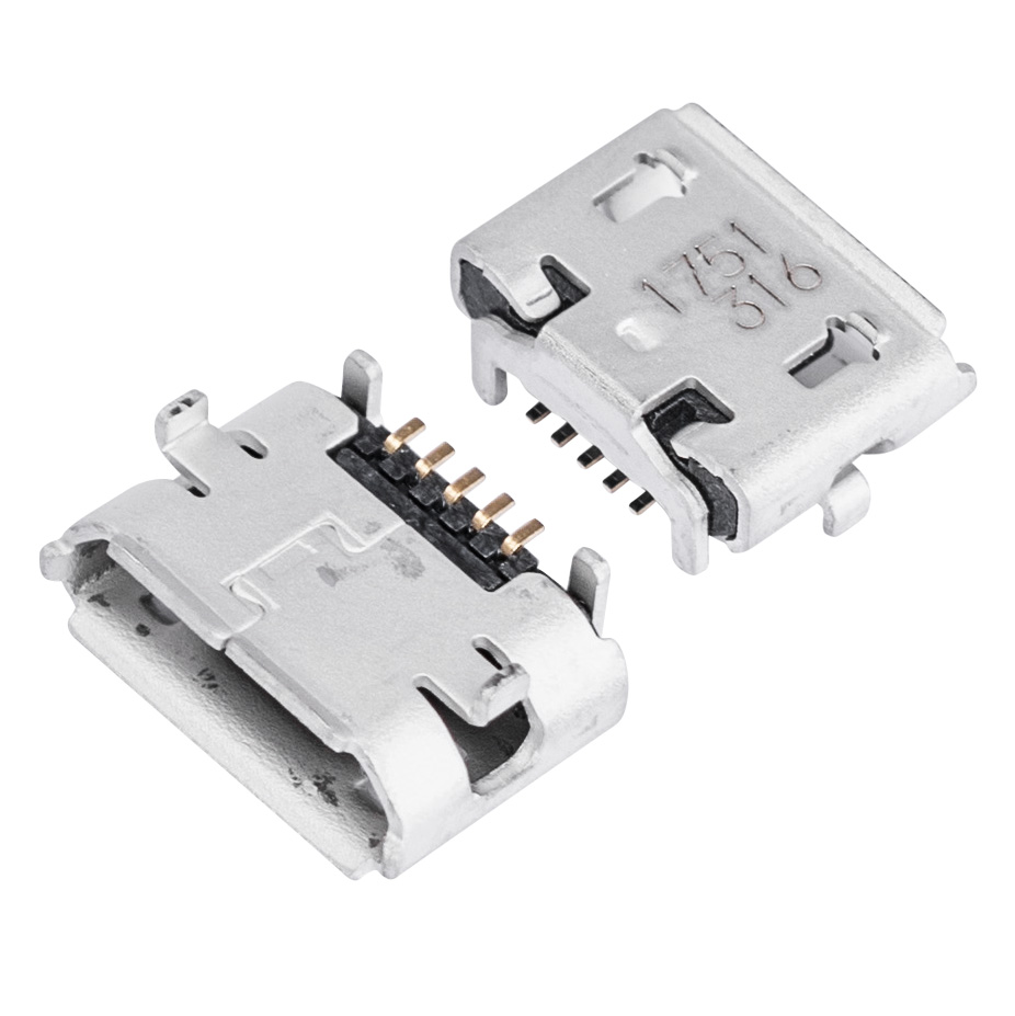 Micro USB тип B гніздо, 5-контактів, SMD-монтаж (MX-105017-0001) Micro USB тип B гніздо, 5-контактів, SMD-монтаж (MX-105017-0001)
