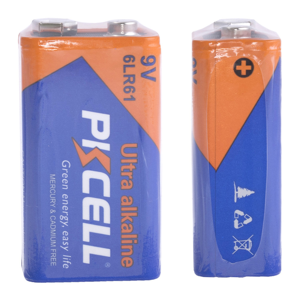 Батарейка лужна, 6LR61 ("крона"), 9V, PKCELL