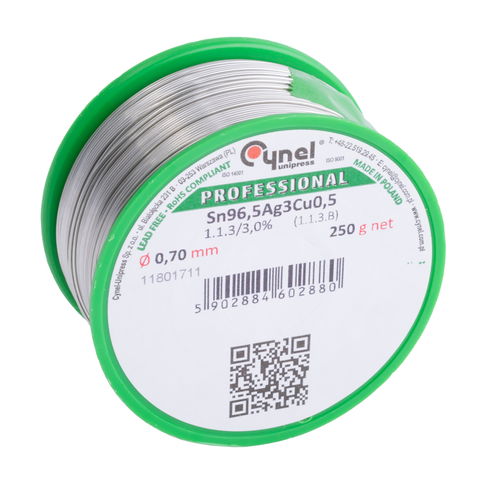 SAC305 (Sn96,5Ag3,0Cu0,5) 1.1.3/3/3% 0,7мм/250гр SAC305 (Sn96,5Ag3,0Cu0,5) 1.1.3/3/3% 0,7мм/250гр