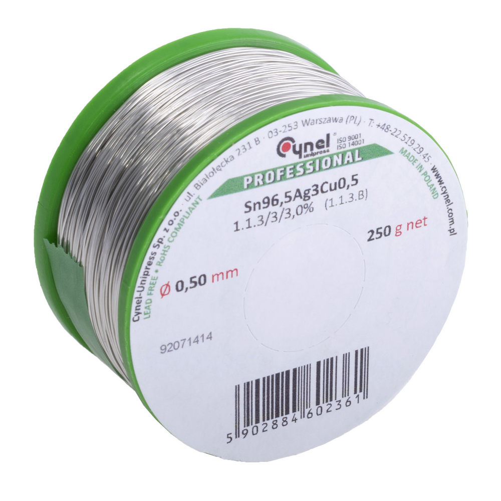 SAC305 (Sn96,5Ag3,0Cu0,5) 1.1.3/3/3% 0,5мм/250гр SAC305 (Sn96,5Ag3,0Cu0,5) 1.1.3/3/3% 0,5мм/250гр