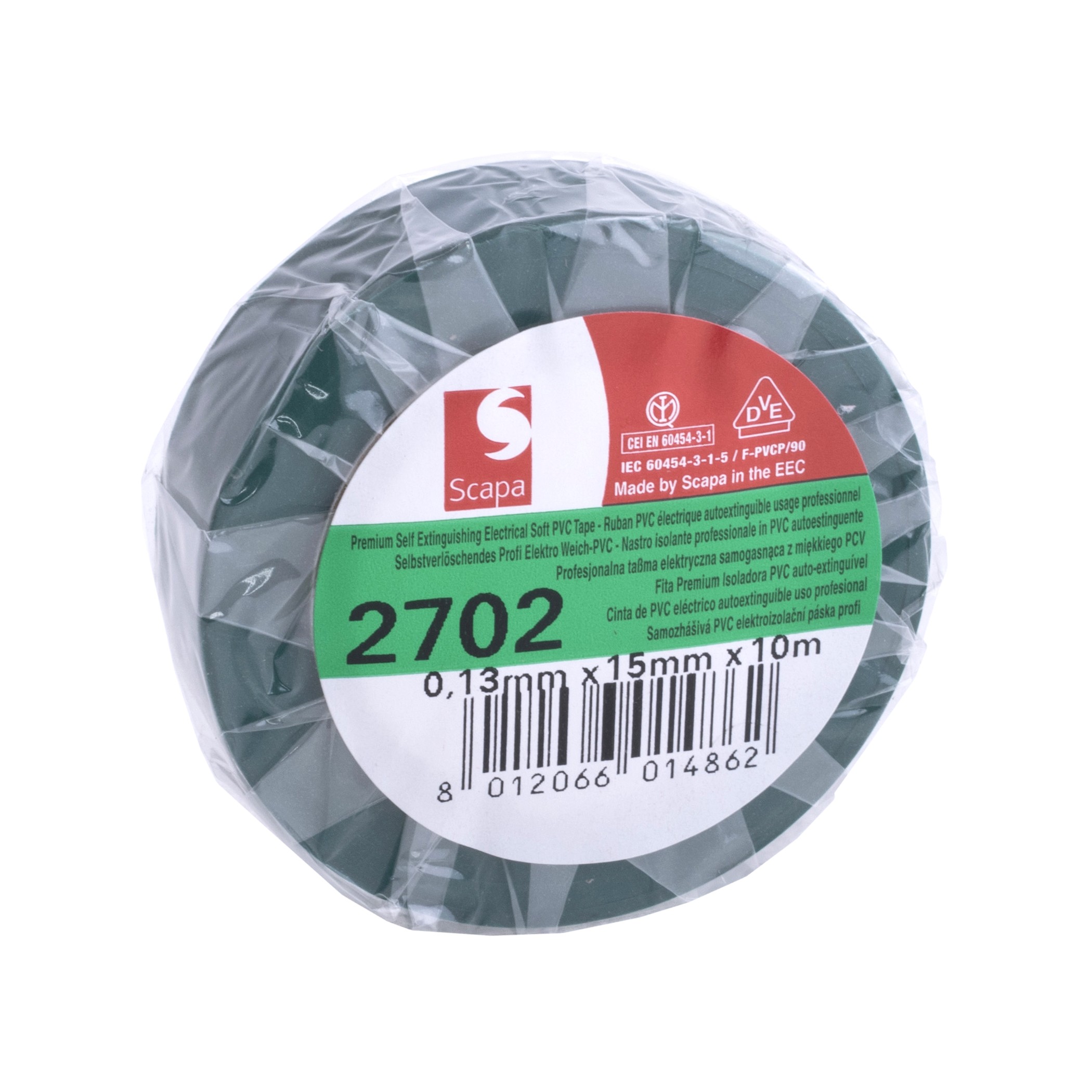 SCAPA-2702-15G Ізоляційна стрічка 15mm 10m, колір: зелений SCAPA-2702-15G Ізоляційна стрічка 15mm 10m, колір: зелений