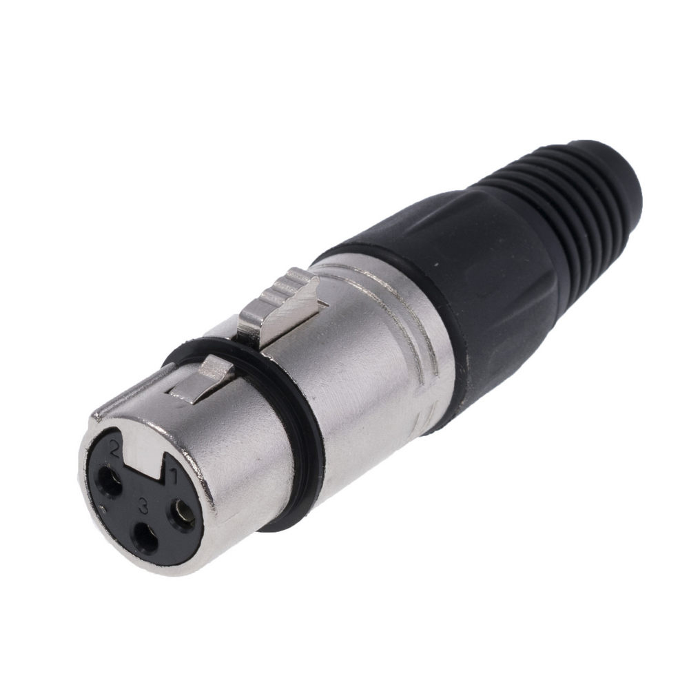 Штекер "мама" XLR 3P, на кабель, чорний (AL1208-Bochen) Штекер "мама" XLR 3P, на кабель, чорний (AL1208-Bochen)