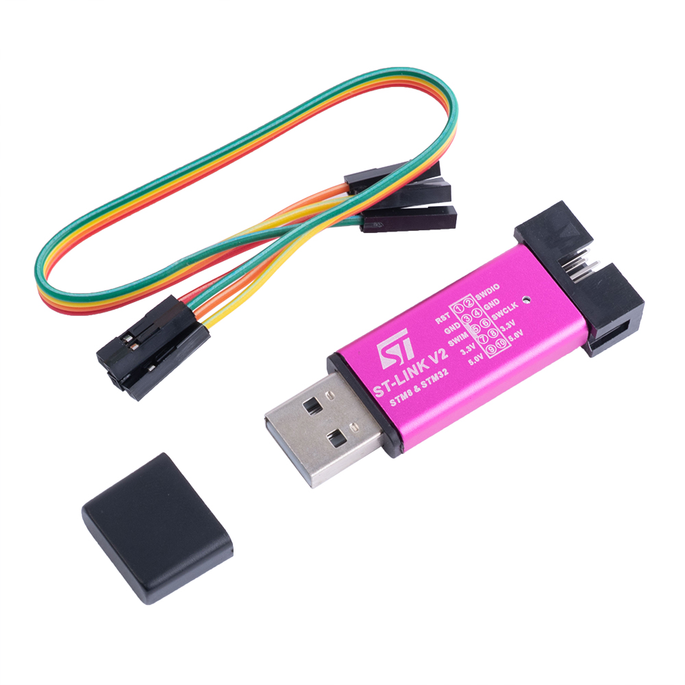 ST-LINK V2 MINI Програматор мікроконтролерів STM8 та STM32, колір рожевий