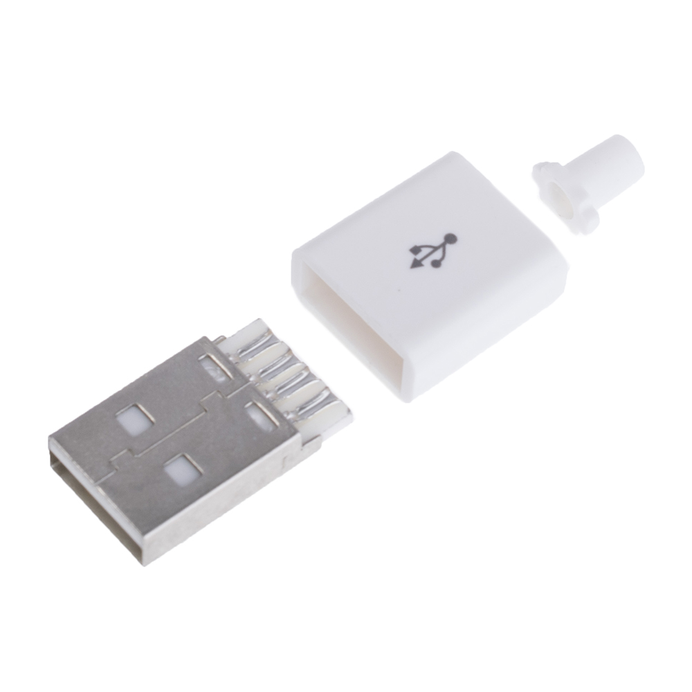 USBA вилка (male) apple style біла, на кабель USBA вилка (male) apple style біла, на кабель
