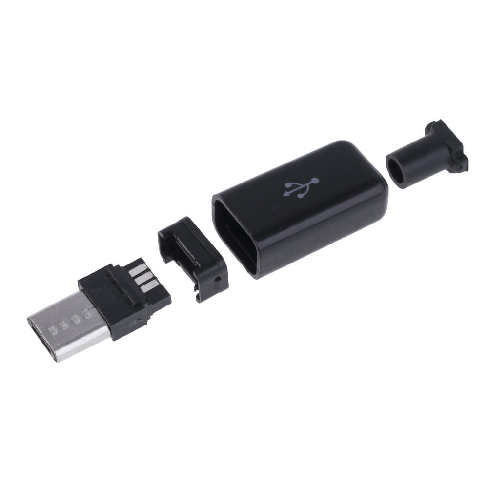 Вилка micro USB тип B, apple style, чорна Вилка micro USB тип B, apple style, чорна