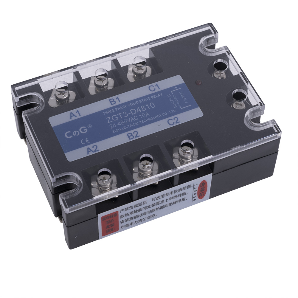 Реле твердотільне ZGT3-10DA (CG) трифазне 3-32VDC (25mA) / 24-480VAC (10A)