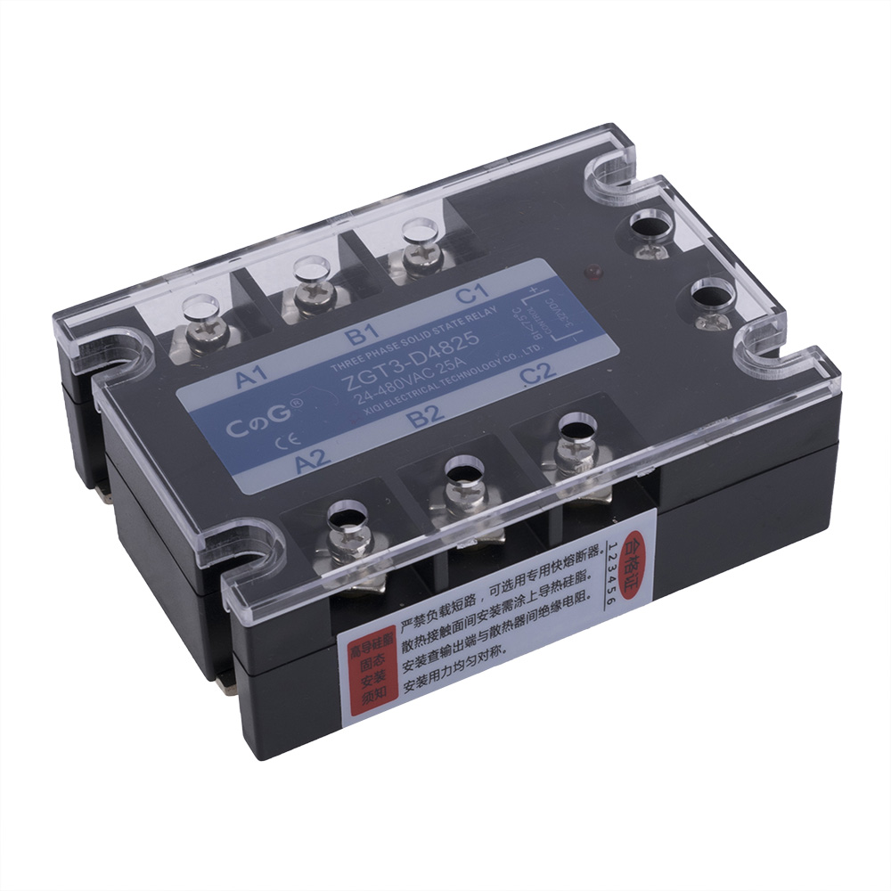 Реле твердотільне ZGT3-25DA (CG) трифазне 3-32VDC (25mA) / 24-480VAC (25A)
