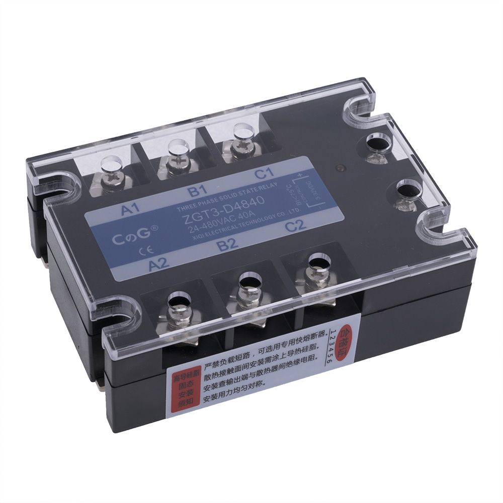 Реле твердотільне ZGT3-40DA (CG) трифазне 3-32VDC (25mA) / 24-480VAC (40A)
